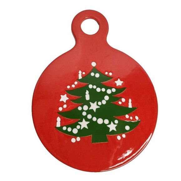 Waechtersbach W Germany Christmas Tree Trivet Red Green Round Paddle Wall Decor - Picture 1 of 3